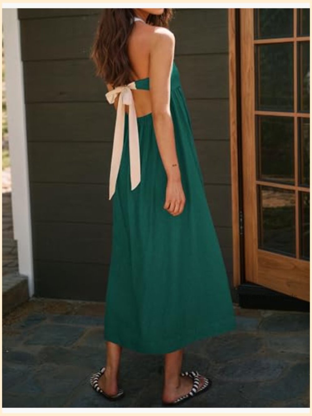 Women Off Shoulder Flowy Maxi Dress Sleeveless Open Back Tube A Line Sundress - Picture 3 of 4